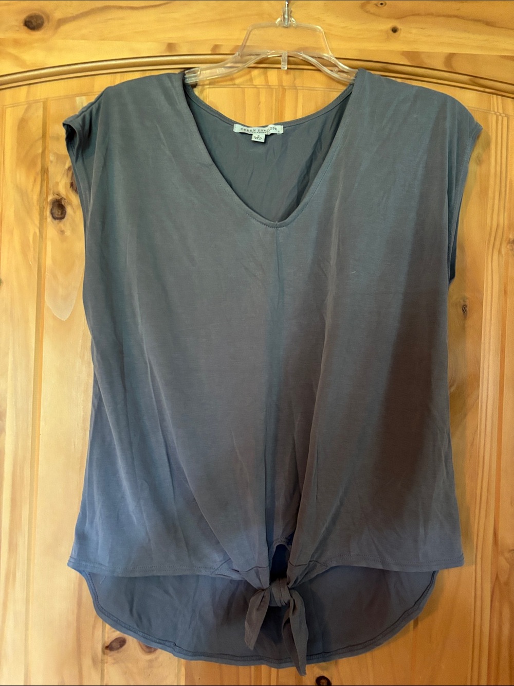 Green Envelope Gray Tie-Front Tank Top